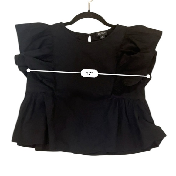 Wildfox flutter sleeve blouse cropped black cotton medium - Picture 6 of 10